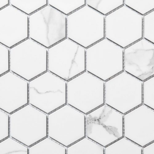 Hexagonal Carrara Satin Mosaic | Ceramic Tile Supplies