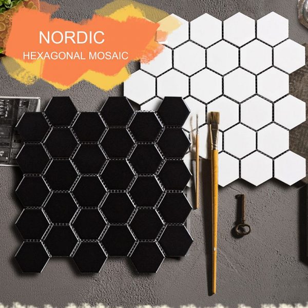 Hexagonal Black Satin Mosaic 51x59 mm 6