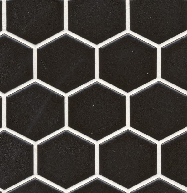Hexagonal Black Satin Mosaic 51x59 mm 1